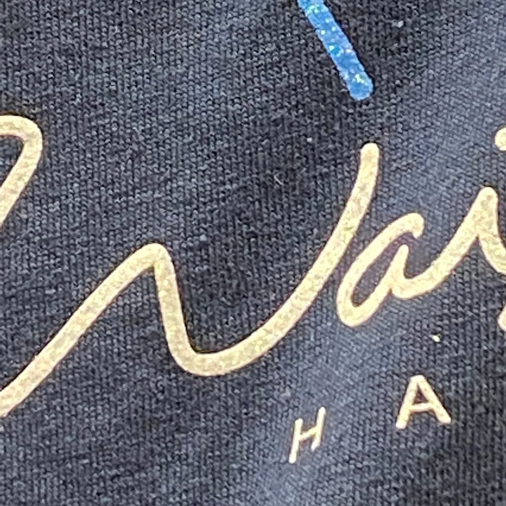 Waikiki Hawaii Souvenir Palm Tree Glitter Graphic TShirt Dark Navy Blue 2XL NWT - Picture 4 of 9